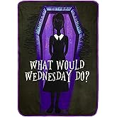 Silver Buffalo Wednesday The Addams Family What Would Wednesday Do 45" x 60" Fleece Throw, Soft and Cozy Blanket, 180 GSM