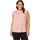Adrianna Papell Womens Smocked Ruffle Top