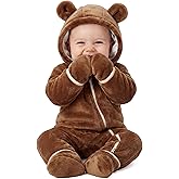Yoofoss Baby Snowsuit Fleece Baby Winter Clothes for Boys and Girls Newborn Outift Footies Hooded Romper Soft Warm