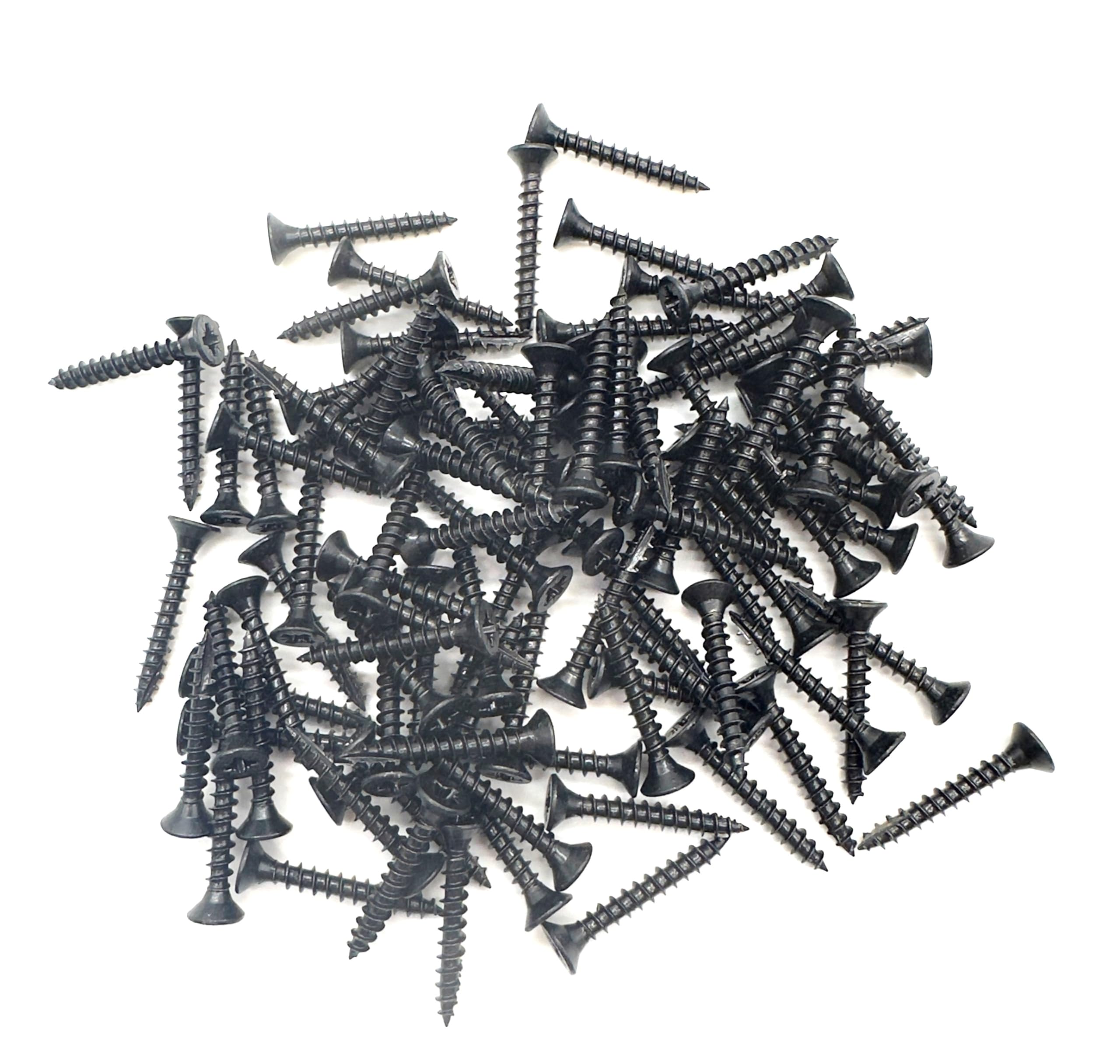 100 PCS Black Wood Screws (3.5mm x 25mm) Double Countersunk Multi Purpose Organic Woodscrews