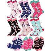 Eurzom 6 Pairs Funny Yoga Lover Socks for Women Girls Novelty Cotton Crew Socks Birthday Valentine's Day Gift for Yoga Teacher Yogis