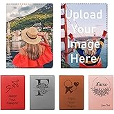 Custom Passport Holder with Photo, Personalized Leather Passport Cover with Text/Logo for Vaccination/Study Abroad Protect Your Passport for Men/Women