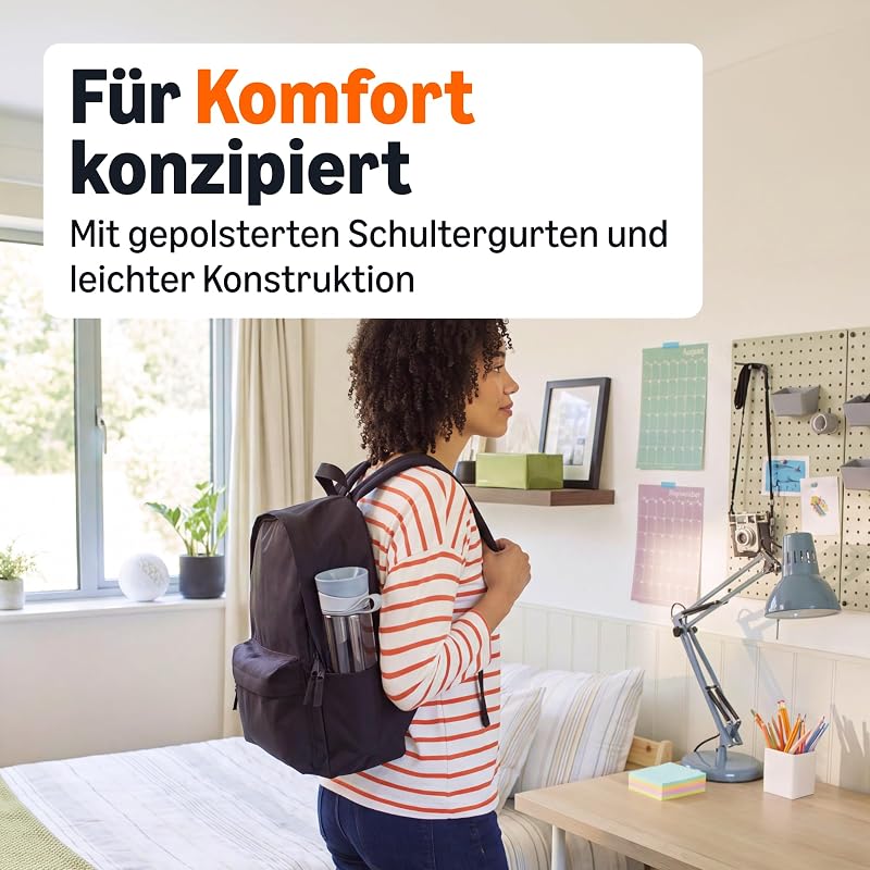 , Rucksack für Klassische Anlässe/Freizeit/Schule, 30.99 cm x 15.24 cm x 40.13 cm, Schwarz, 1er-Pack