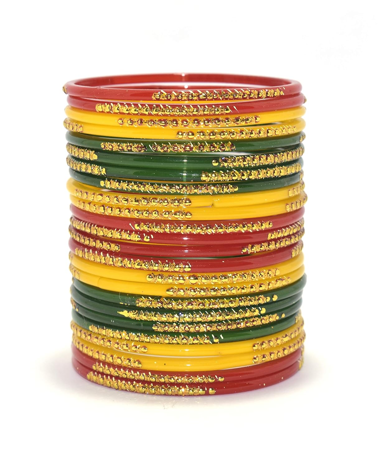 Buy New A R Bangles traditional Red, Yellow and green Designer glass
