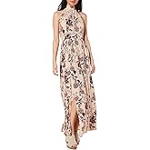 Angie Womens Halter Maxi Dress with Lace Insets