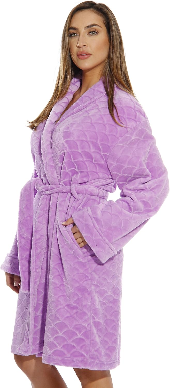 Just Love Kimono Robe Velour Scalloped Texture Bath Robes for Women