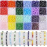 Xilitata 1000Pcs 6mm Faceted Beads for Jewelry Making Crystal Faceted Jewelry Bead for Friendship Bracelet Making Kit Craft Christmas Beads with Charms