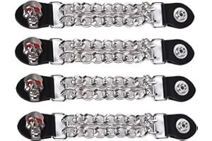 Mirthcos Motorcycle Vest Extenders for Men & Women - 4 PCS Leather Vest Extensions for Biker - Durable Double Chrome Chains