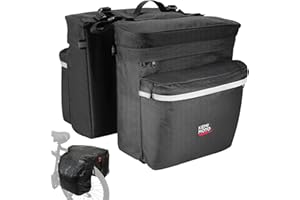 KEMIMOTO Bike Bag Panniers with Rain Cover, 34L Waterproof Bicycle Saddle Bag for Rear Rack Mountain Biking Bags Storage, Ebi