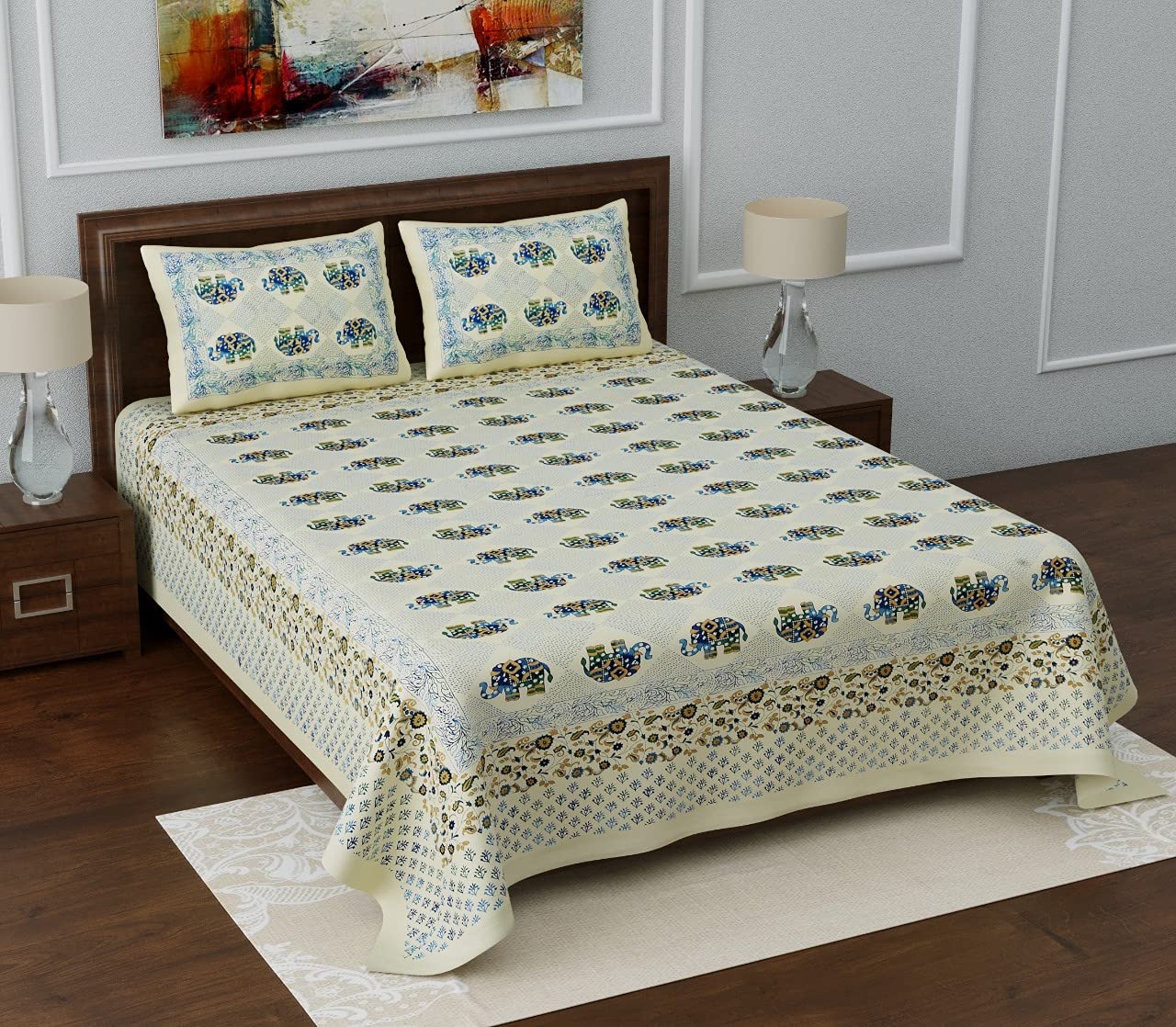 Jaipur Fusion 100 Pure Cotton Satrangi Gold Traditional Printed Design