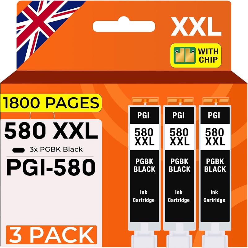 Supply Guy 3x Black PGI-580 XXL Ink Cartridges for Canon Printers