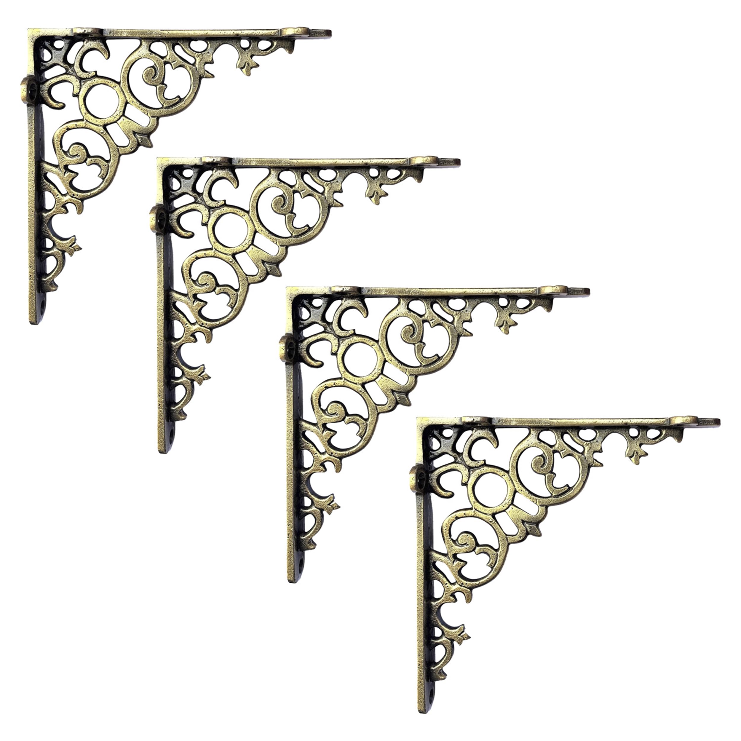 NACH JS-90-417BR Shelf Bracket, Medium, Antique Brass