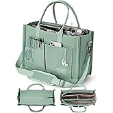 FIORETTO Canvas Tote Bag for Women with Zipper Closure & Individual Compartments for Work College for Teacher & Nurse