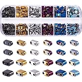 Beadthoven 480pcs Tila Beads Metallic 2-Hole Seed Beads Rectangle Hematite Mixed Half Tila Gemstone Loose Beads for Jewelry Making Multi-Strand Bracelet Necklace DIY Crafts