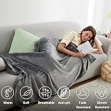 EHEYCIGA Fleece Blanket Grey Throw 130x178cm XL Soft Plush Moisture Microfiber view 6