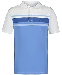 IZOD Boys' Short Sleeve Pique Polo Shirt, Blue/White