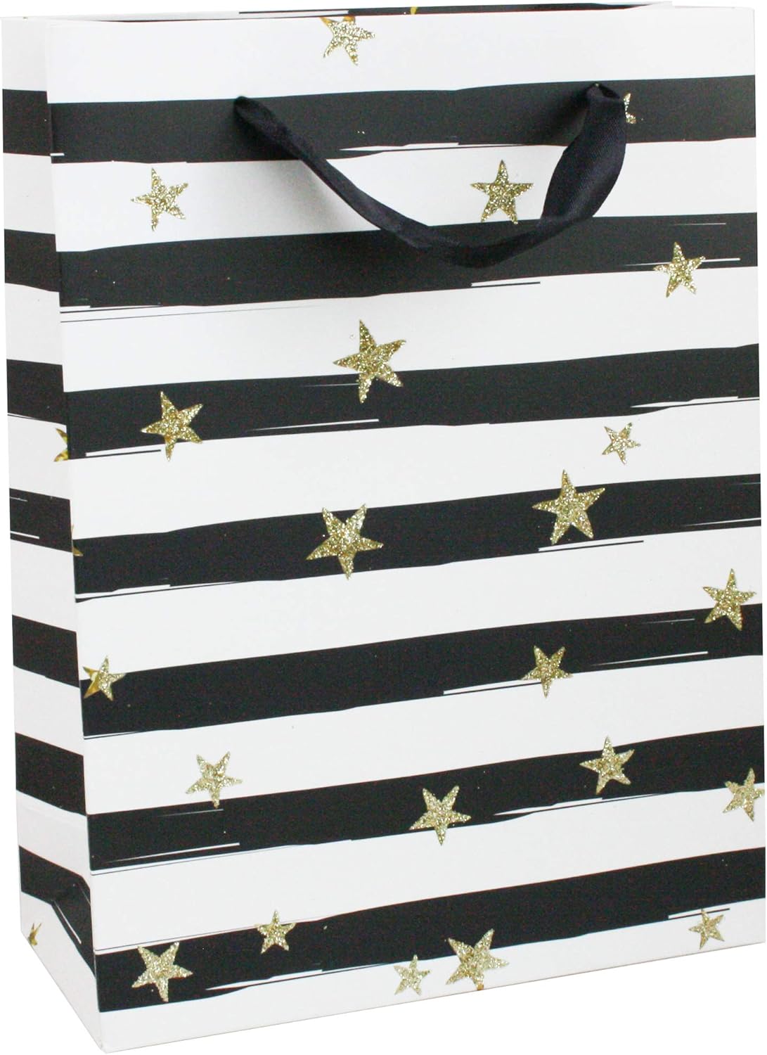 Emartbuy Set of 4 Luxury Gift Bag Strong Laminated Paper Mixed Colours 26 x 32 x 10 cm - Glitter Stars - Black and Pink - Image 4