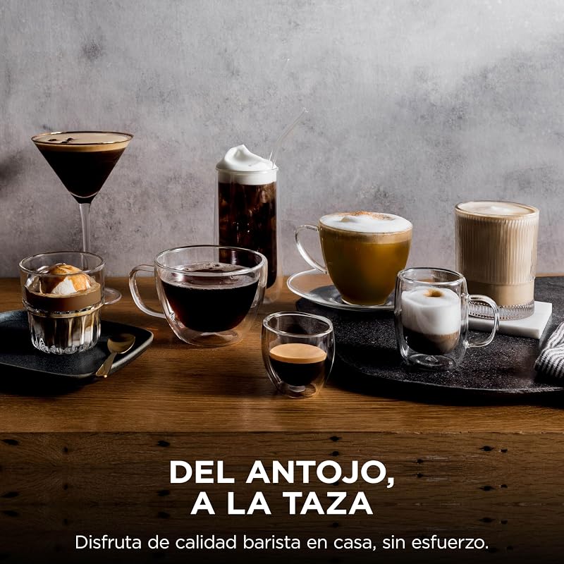 Cafeteira Luxe Premier 3 em 1 para latte, cappuccino, cold brew e espresso com moedor e espuma de leite integrados, fácil de usar e 4 predefinições automáticas de espuma, prata, ES601EU