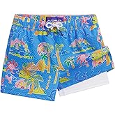 maamgic Boys Swim Trunks with Compression Liner Seersucker Swim Shorts Recycled Toddler Swimsuit
