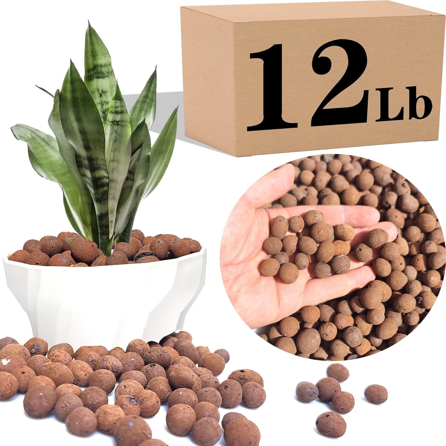 Hardscaping Materials - Expanded Clay Pebbles Hydroponic Rocks Organic Ceramsite Grow Media for Horticultural,Orchids,Drainage, Decor Cultivation (0.3-0.5in, 12 LBS)