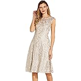 Adrianna Papell Womens Embroidered Midi Cocktail Dress