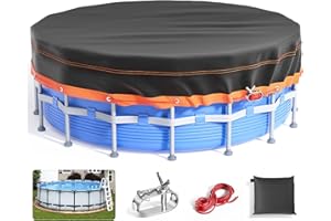 GORISPI 18Ft Round Pool Cover - Solar Covers for Above Ground Pools, Oxford Fabric Pool Covers for Above Ground Pools with Winch and Cable, Waterproof and Dustproof Swimming Pool Cover