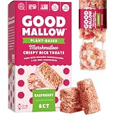 GoodMallow Vegan Rice Crispy Treats Individually Wrapped Box of 8 , Kosher Vegan Snacks, Gluten Free Dairy Free Snacks for Kids &amp; Adults - Healthy Sweets Made with Gourmet Marshmallows, Made in USA (Raspberry)