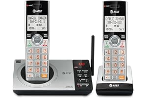 AT&T CL82207 DECT 6.0 2-Handset Cordless Phone for Home with Answering Machine, Call Blocking, Caller ID Announcer, Intercom and Unsurpassed Range, Silver