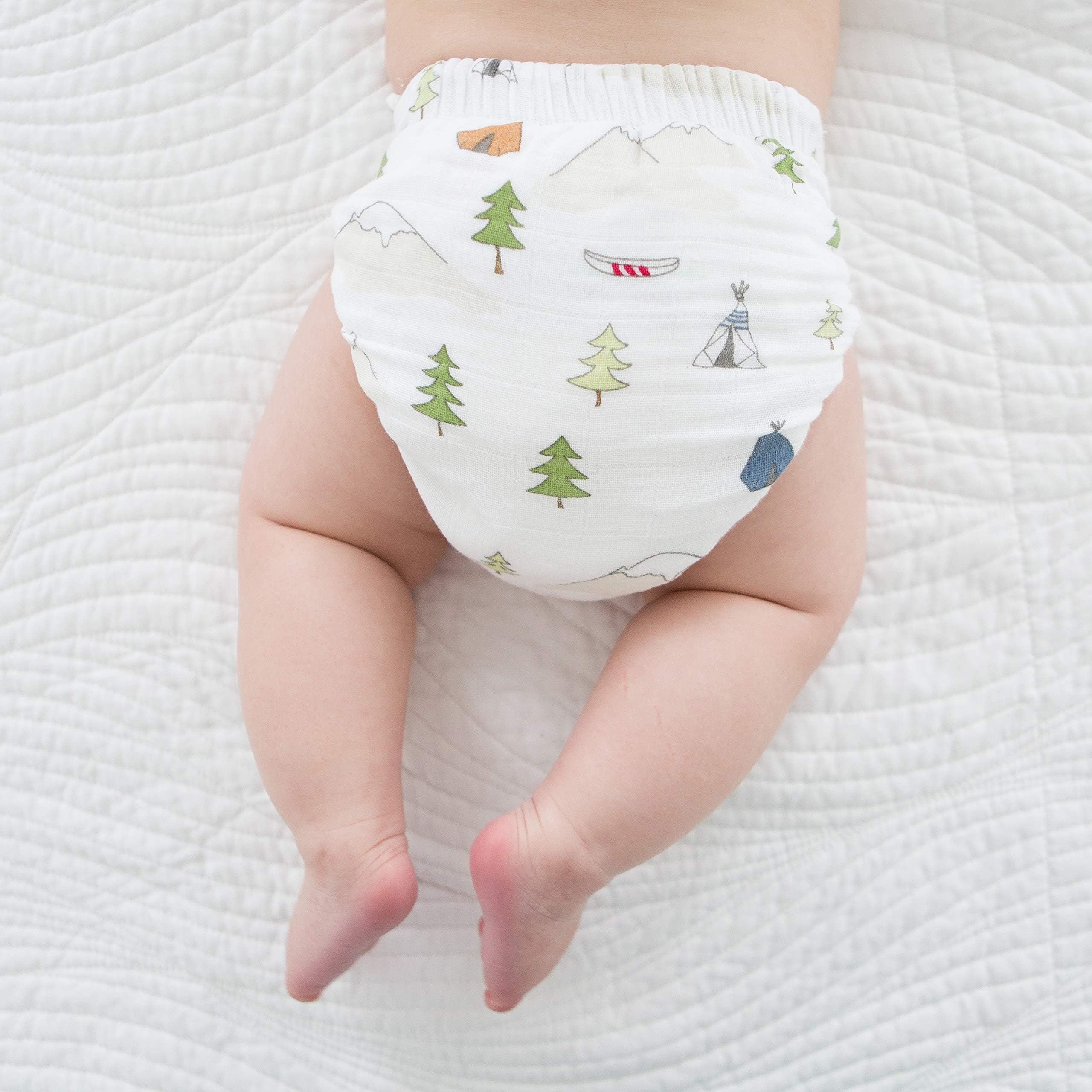 Amazing Baby Hybrid Cloth Diaper Cover with Pocket-Sling, Small, Sz 2 (8-15 lbs), Use with Boosties Inserts, Outdoor Adventure, SmartNappy Set includes Muslin Cover + Tri-fold Insert + Booster Pad