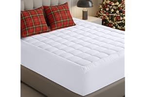 Utopia Bedding Full Mattress Pad, Quilted Fitted Premium Mattress Protector, Deep Pocket Cover Stretches up to 16 Inches, Fluffy Pillow Topper (54x75 Inches, White)