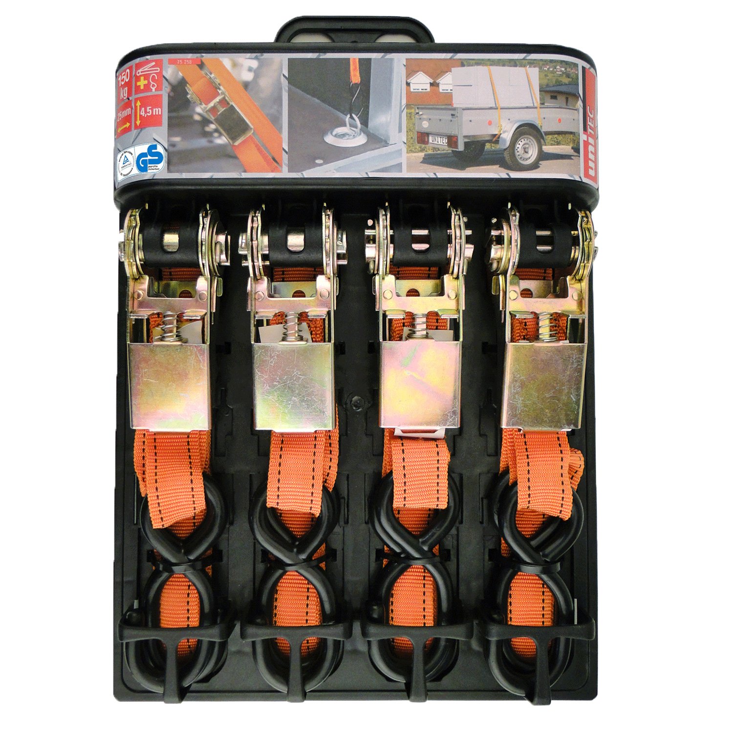 Unitec 75258 Lashing Straps Maximum Load 300 kg Set of 4