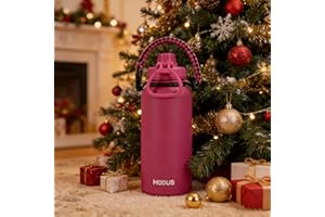 Garrafa Térmica De Água Isolada 1000ml Quente & Frio De Aço Inox Com Alça (Vermelho Rosa)