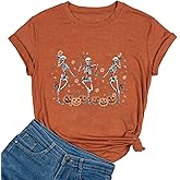 Ykomow Fall Pumpkin Shirts Womens Casual Autumn Thanksgiving Graphic Tees Halloween Tops