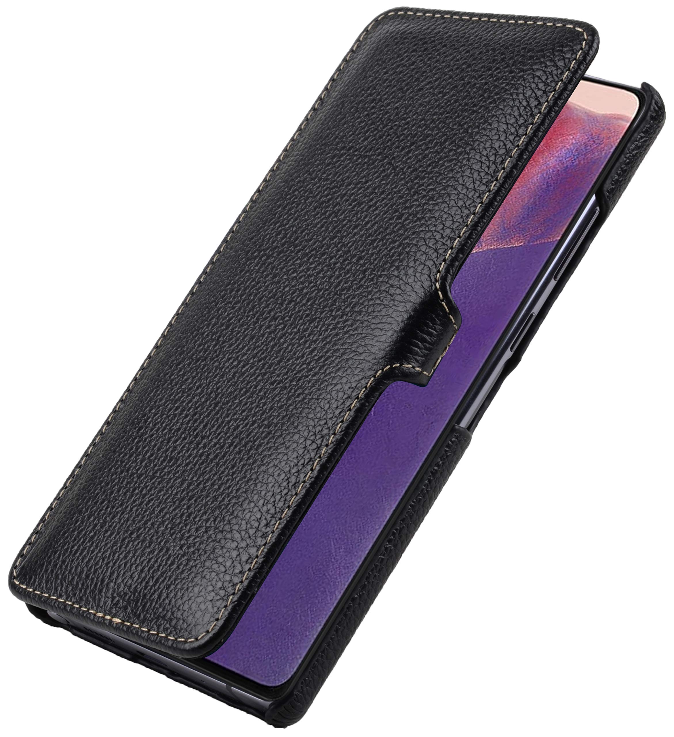 StilGut Book Type Flip Case for Samsung Galaxy Note 20, Genuine Leather Samsung Note 20 Case with Closure, Black