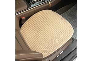 BAMBOOLADY Linen Car Seat Covers Front Seat Only,Cooling Bottom Cars Seat Covers,Universal Car Seat Cushion Pad,Car Seat Protector Breathable[Beige]
