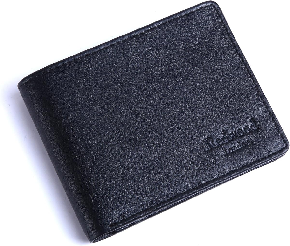 Genuine Black Leather Wallet - Redwood London RFID Blocking Mens Wallet - Quality Recyclable Brown Packaging - 9 Card Slots
