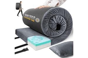 JOUHA Memory Foam Camping Mattress Sleeping Pad,3 Inch Waterproof Camping Mat to Portable Roll Up Mattress for Floor,Car,Tent Travel,Cot,Soft Thick Sleeping Mat for Kids Adults Camping Sleepover