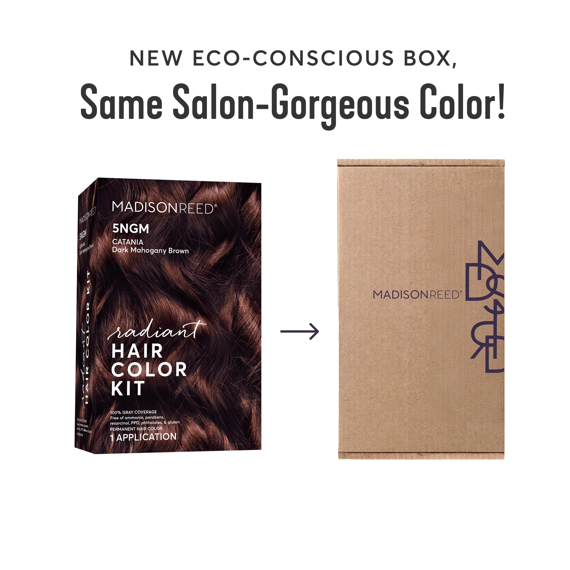 Madison Reed Radiant Hair Color Kit | 5NGM Dark Cinnamon Brown with Gold Mahogany Tones (Catania Brown) for 100% Gray Hair Coverage | Dimensional Permanent Hair Dye | PPD-Free & Ammonia-Free | 1 Pack