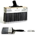 Hatillu Deck Stain Brush - 7 Inch Brushes Staining Applicator Set for Applying Paint & Water/Oil Based Sealer on Wood, Concrete, Rough/Smooth Surfaces - Includes 4″ Paint Brush & Can Opener Keyring