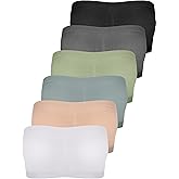 Geyoga 6 Pcs Women's Bandeau Bra Strapless Bralette Seamless Tube Top Non Padded Wireless Stretch Crop Top Basic Bra