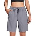MAGCOMSEN Women's Hiking Shorts Lightweight Quick Dry 8" Golf Shorts Water Resistant with 3 Zipper Pockets
