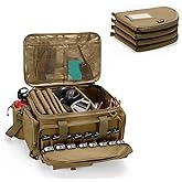 DSLEAF Tactical Pistol Range Bag with 4 Pistol Cases, Padded Gun Duffle Range Bag with 16X Magazine Slots and Extra Pockets for Ammo and Essentials (Patent Design)