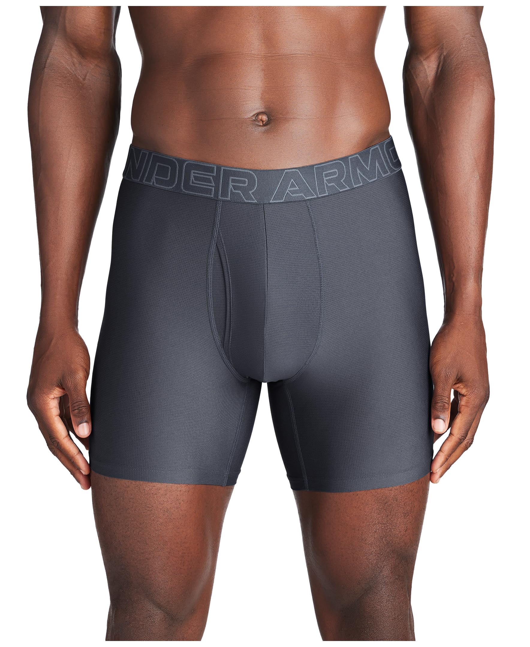 Under Armour Performance Tech Mesh Boxerjock 6in 3 Pack, Downpour Gray 3 Pack, 4XL Image