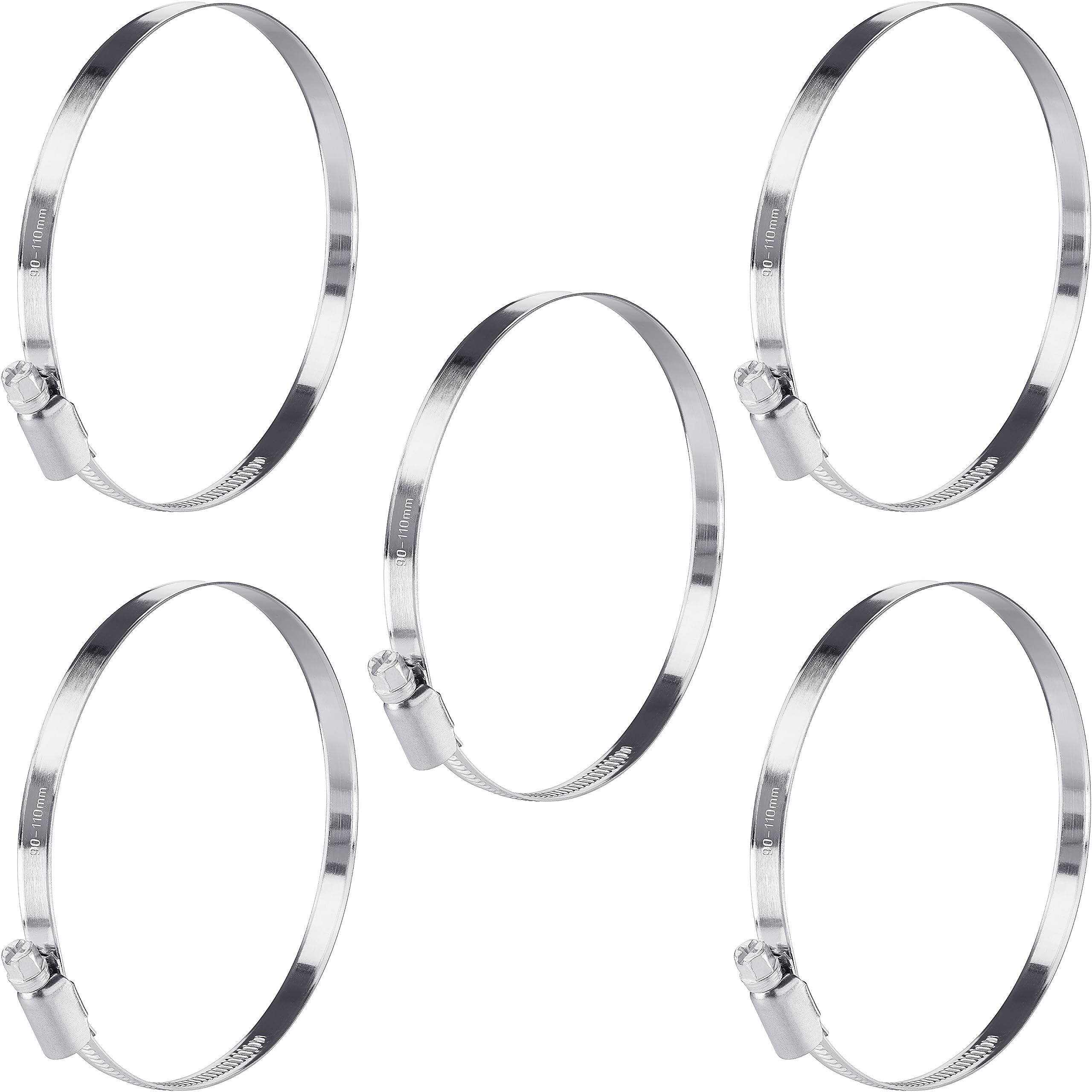 Poppstar Stainless Steel Hose Clamps 90-110 mm with Width 9 mm (5 Pieces)