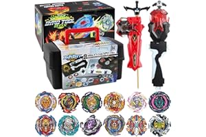KONIKIWA Bey Battling Blade Burst Toy Set, 12 Spinning Burst Gyros 2 Two-Ways Launchers with Grip, Combat Tops Battle Game with Portable Box Gift for Kids Children Boys 6-12