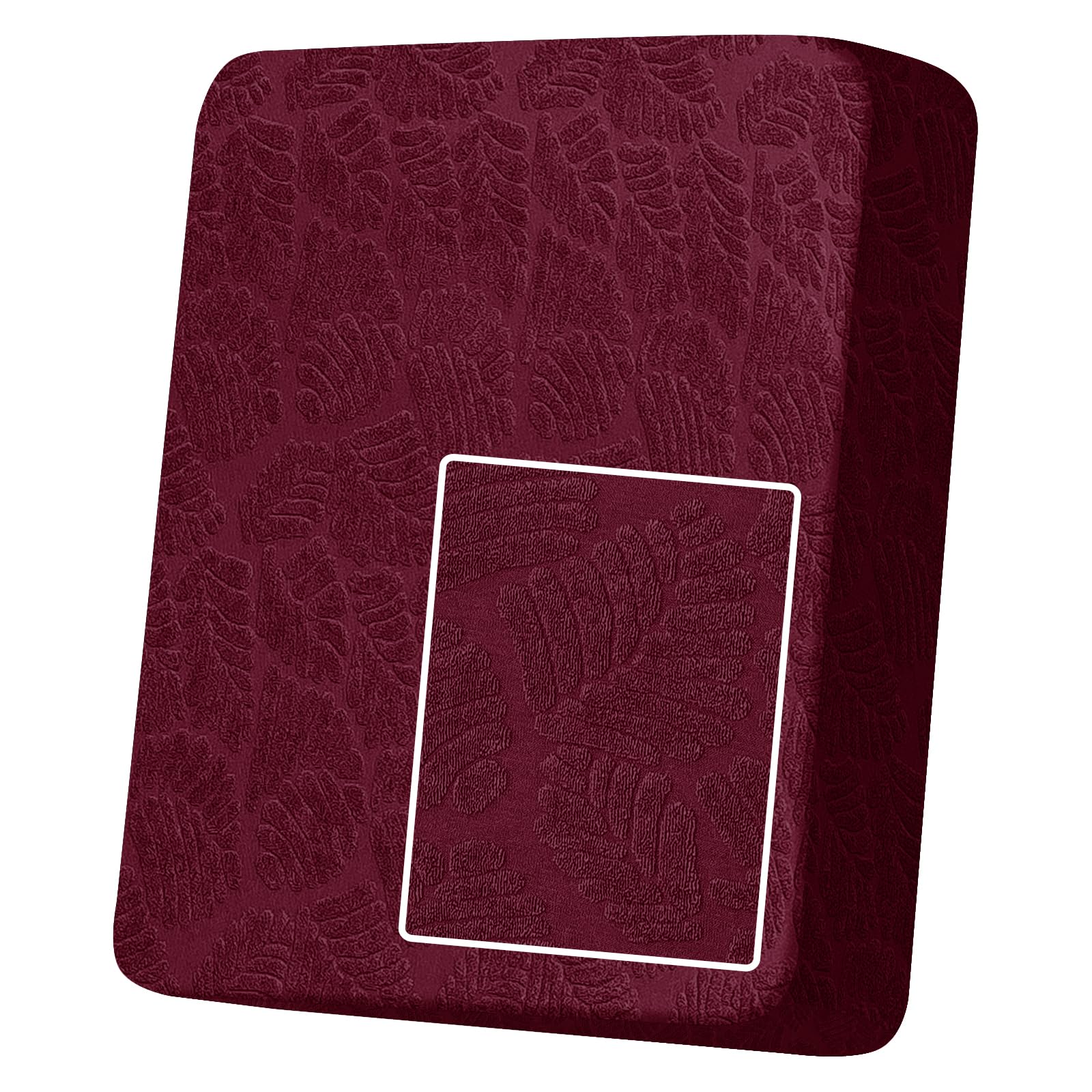MAXIJIN Stretch Sofa Seat Cushion Cover Jacquard Sofa Seat Cover Non-Slip Couch Seat Slipcover Protector Replacement for Individual Cushion with Elastic Bottom (Wine Red, 1 Seater)