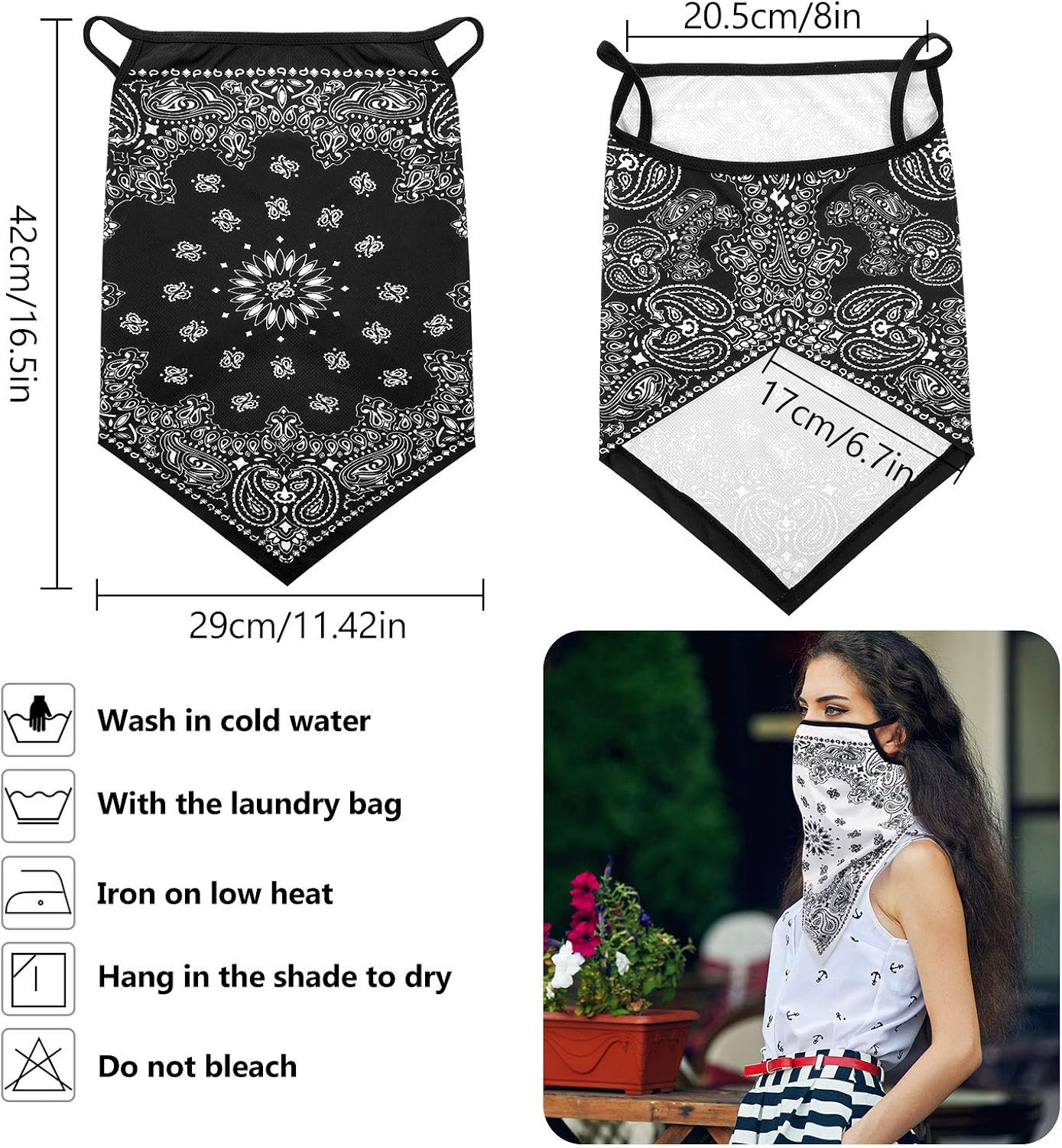 Bandana Face Cover Ear Loops Balaclava Neck Gaiter Scarf Outdoor Headwears for Men Women: Clothing