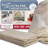 American Cotton Ultra-Fine Cheesecloth for Straining - 6 x 6.5 ft Length - Reusable Filter Cooking Cloth - Table Dressing and