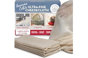COUNTRY TRADING CO. American Cotton Ultra-Fine Cheesecloth for Straining - 6 x 6.5 ft Length - Reusable Filter Cooking Cloth - Table Dressing and Halloween Costumes