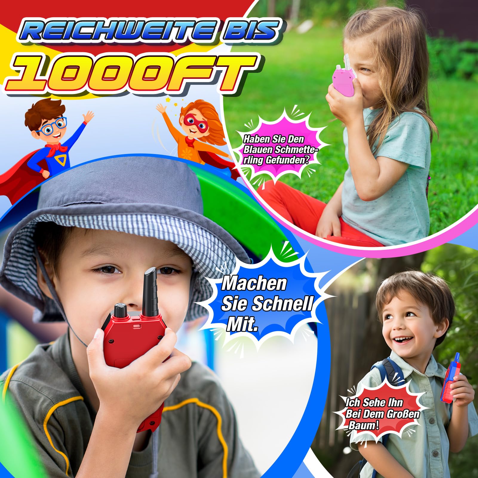 Toyokid Kinderspielzeug ab 3 4 5 6 7 8 9 10 Jahre Junge Mädchen, Walkie Talkie Kinder Geschenke für Kinder 3-10 Jahre Walki Talki Kinder Garten Spielzeug Draußen Geburtstagsgeschenk für Kinder 3
